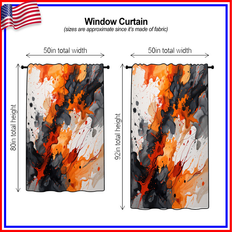 Rideaux abstraits, voilages et voilages à motif abstrait - 1 panneau, 50" x 80" - 1 Panel, Blockout