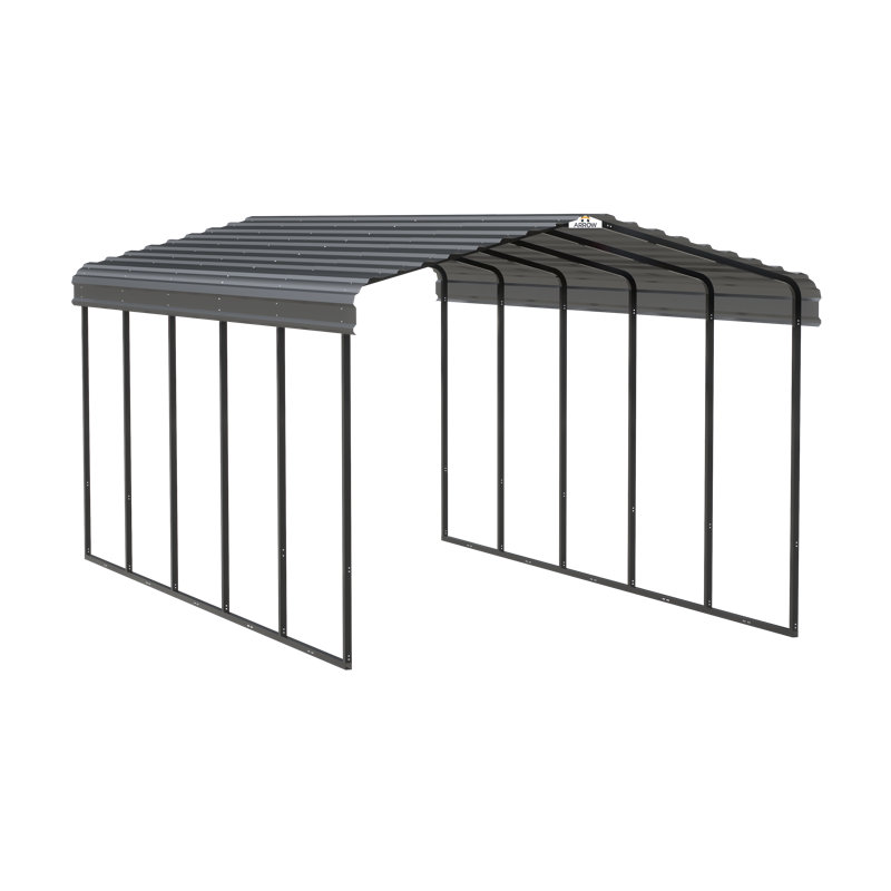 Galvanized Steel Carport, 12X24X9, Charcoal