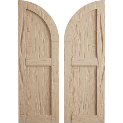 Timberthane Two Equal Flat Panel w/Quarter Round Arch Top Faux Wood Shutters (Per Pair)