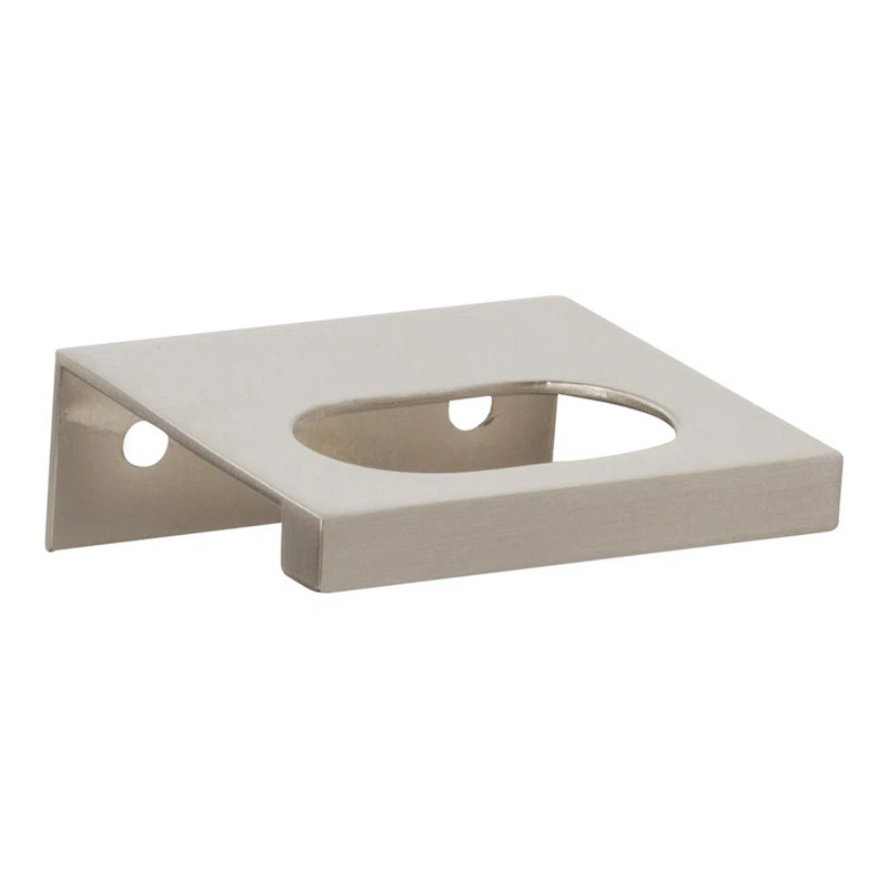 Modern Square 5 1/16" Center to Center Finger pull, Brushed Nickel, 1 1/4"