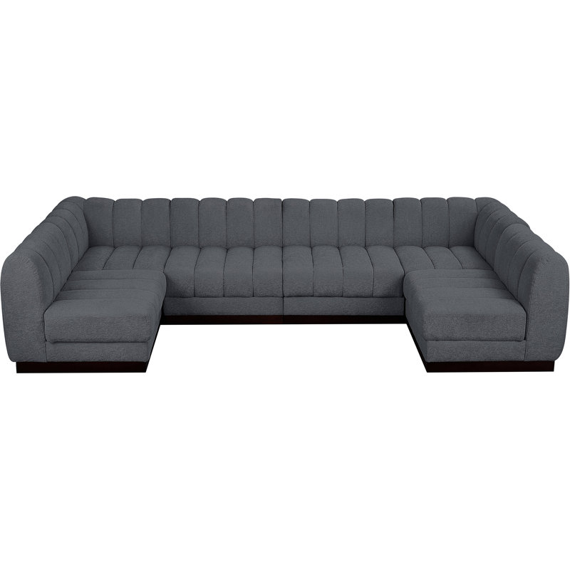 Canapé modulaire rembourré 6 pièces Quinn, Tissu gris chenille