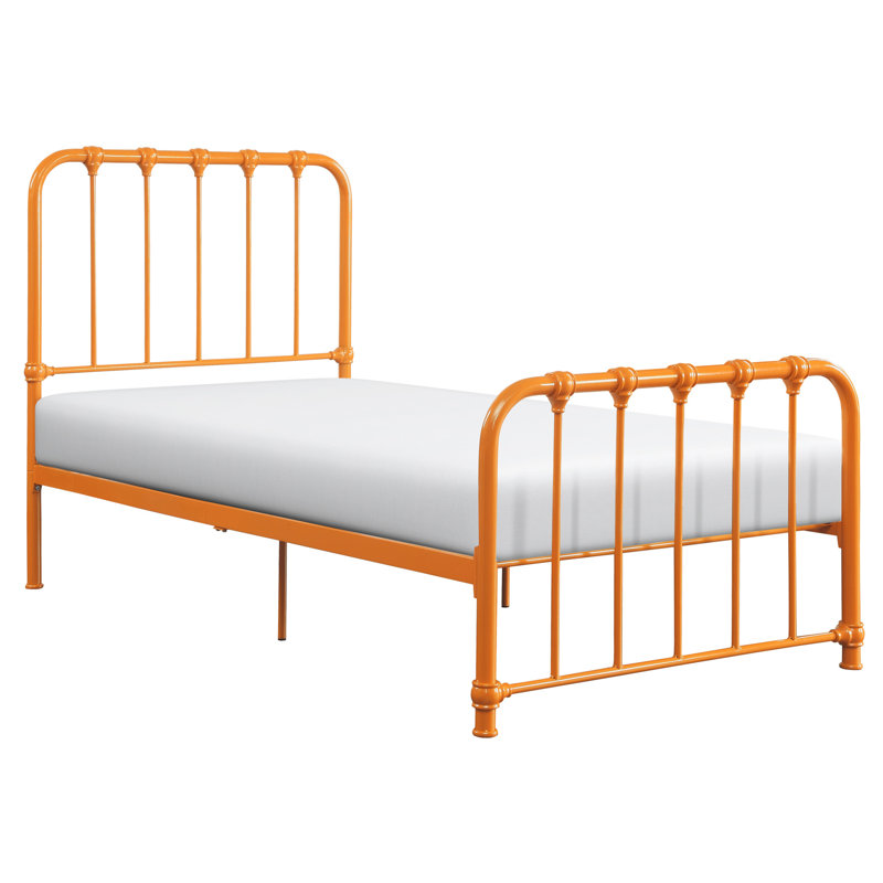 Lit simple en métal dans une superbe base orange non nécessaire