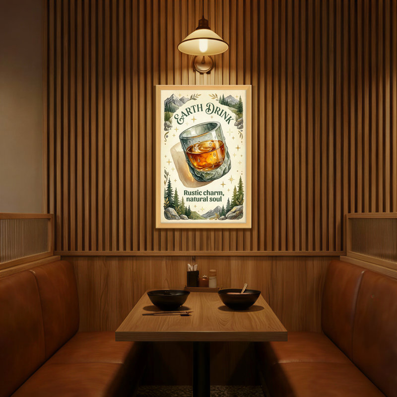 Fashion Earth Drink Rustic Charm Natural Soul 山水 森林 杯杯 酒, H 24 po x l 16 po
