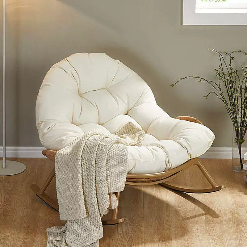 Chaise berçante Shell Style, Blanc cassé, Brun