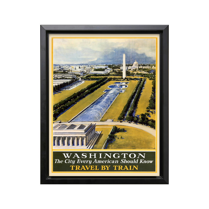 Voyage en train à Washington, Cadre noir, Canevas, H 18 po x l 24 po