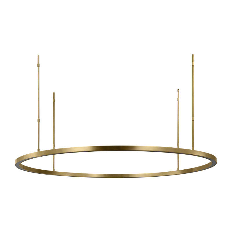 Mick De Giulio Stagger Large Ring Chandelier in Hand Rubbed Antique Brass with Acrylic shade, Hand Rubbed Antique Brass