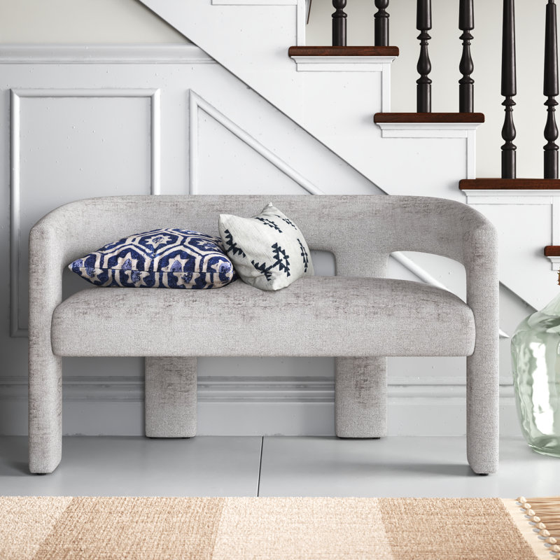 Anouchka Polyester Upholstered Bench, Gwen Gray Microsuede