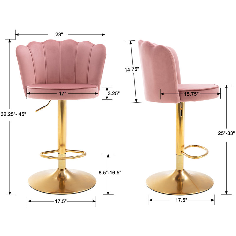 Tabouret à hauteur réglable Ludka, Rose foncé