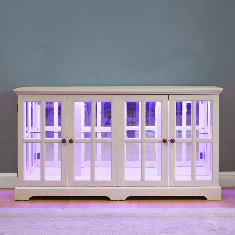 Vitrine 4 lumières DEL avec tablettes réglables, Blanc