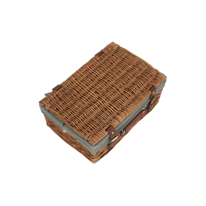 Wicker Basket with Lining, Light Steamed Hamper/Grey Lining