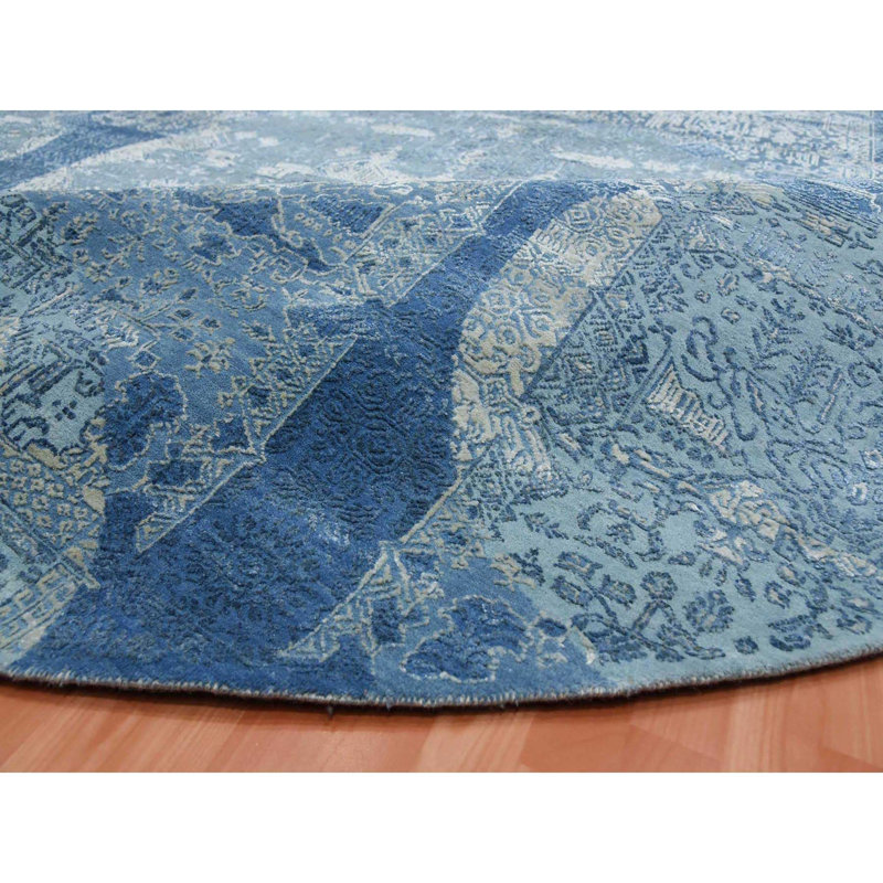 Scottlynn One-of-a-Kind Round 12'0" X 12'1" New Age Round Area Rug in Blue
