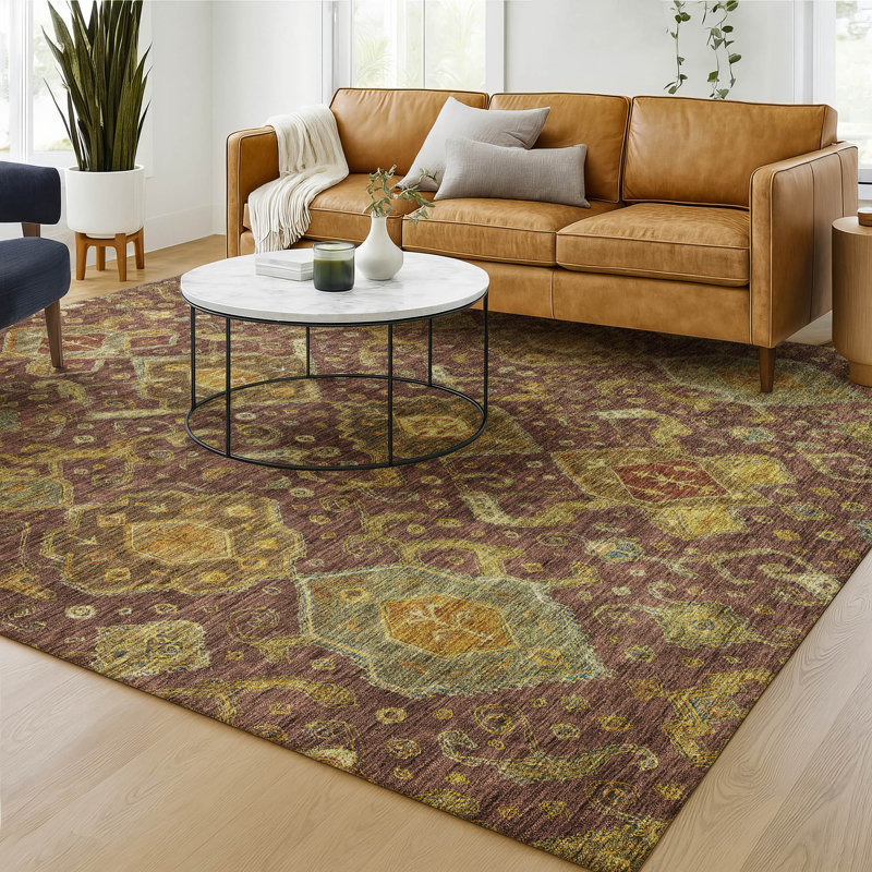 Tapis de qualité supérieure lavable à la machine Mayfield Global, Bourgogne, 3 pi x 5 pi