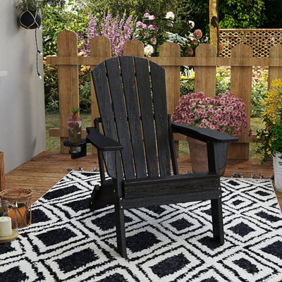 Chaise Adirondack pliante en PEHD, chaise Adirondack de patio, chaise foyer en plastique avec porte-gobelet