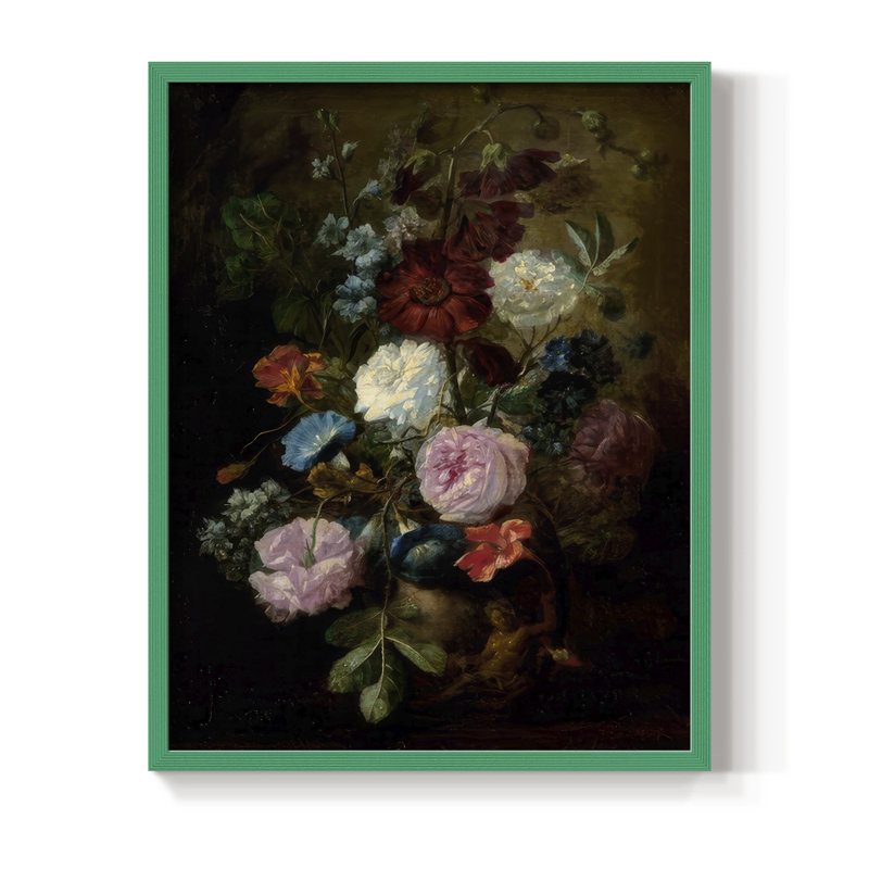 Impression encadrée Demure Dutch Floral II - bois massif, H 21 po x l 17 po, Vert