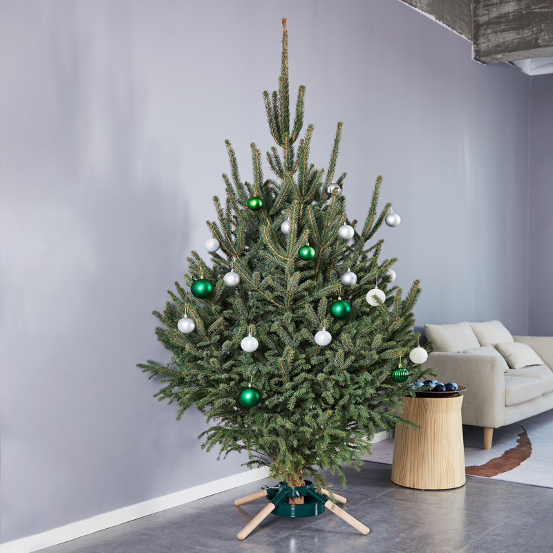 Support d'arbre de Noël vert en métal et bois - pour les arbres jusqu'à 7 pieds de haut