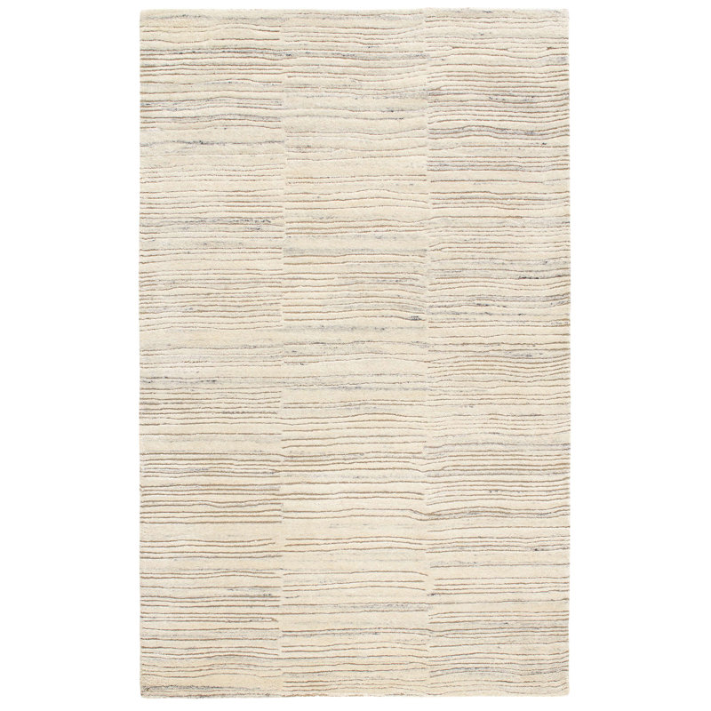 Avery Oatmeal Hand Tufted Wool Rug, Rectangle 5' x 8'