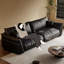 Canapé modulaire noir en cuir véritable-847488497