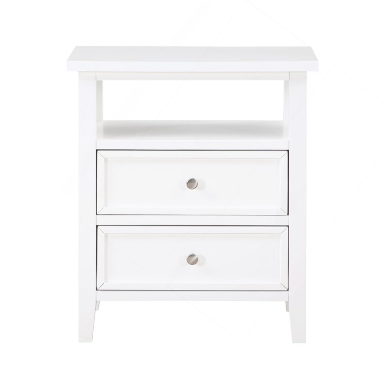 Weston White 2 Drawer Nightstand, White