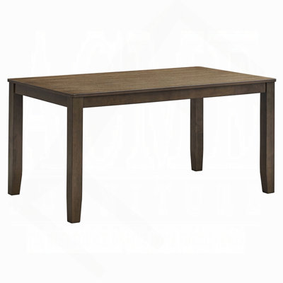 Walnut Finish Rectangular Dining Table 1Pc Solid Rubber Wood Kitchen Furniture