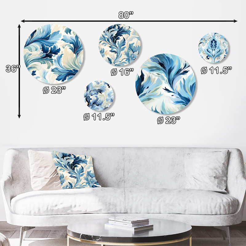 Cvita - Ensemble d'art mural rond victorien Ikat de 5