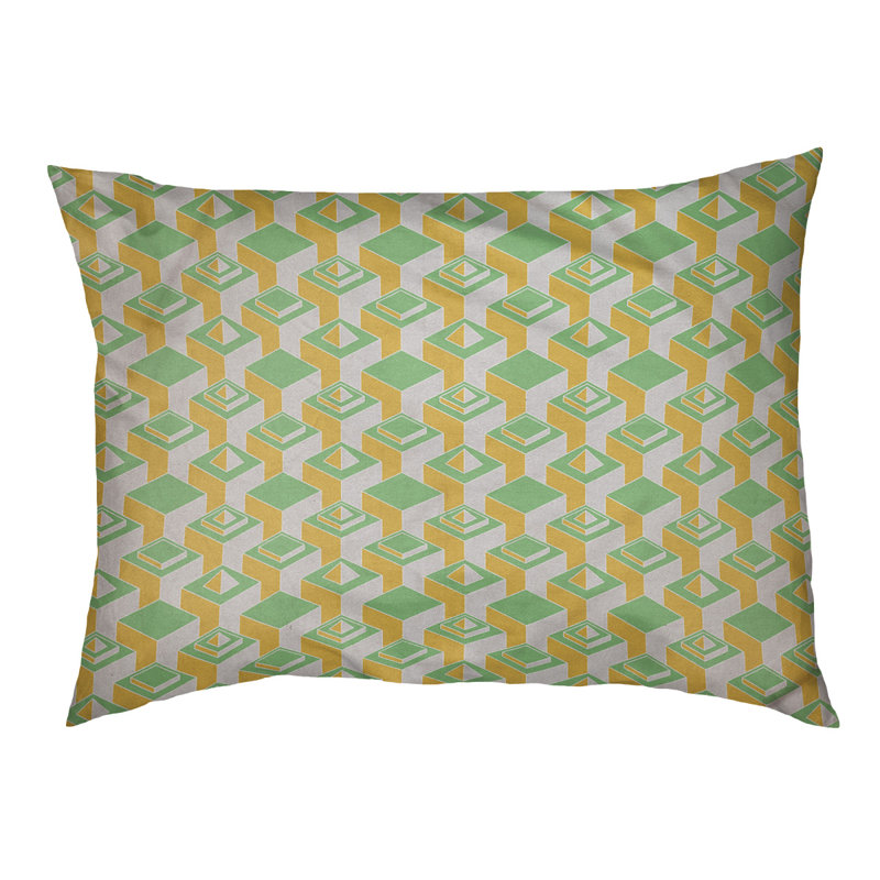 Coussin pour chien intérieur à motif skyscrapers Chen, Grand (l 50 po x P 7 po x H 40 po), Jaune / vert