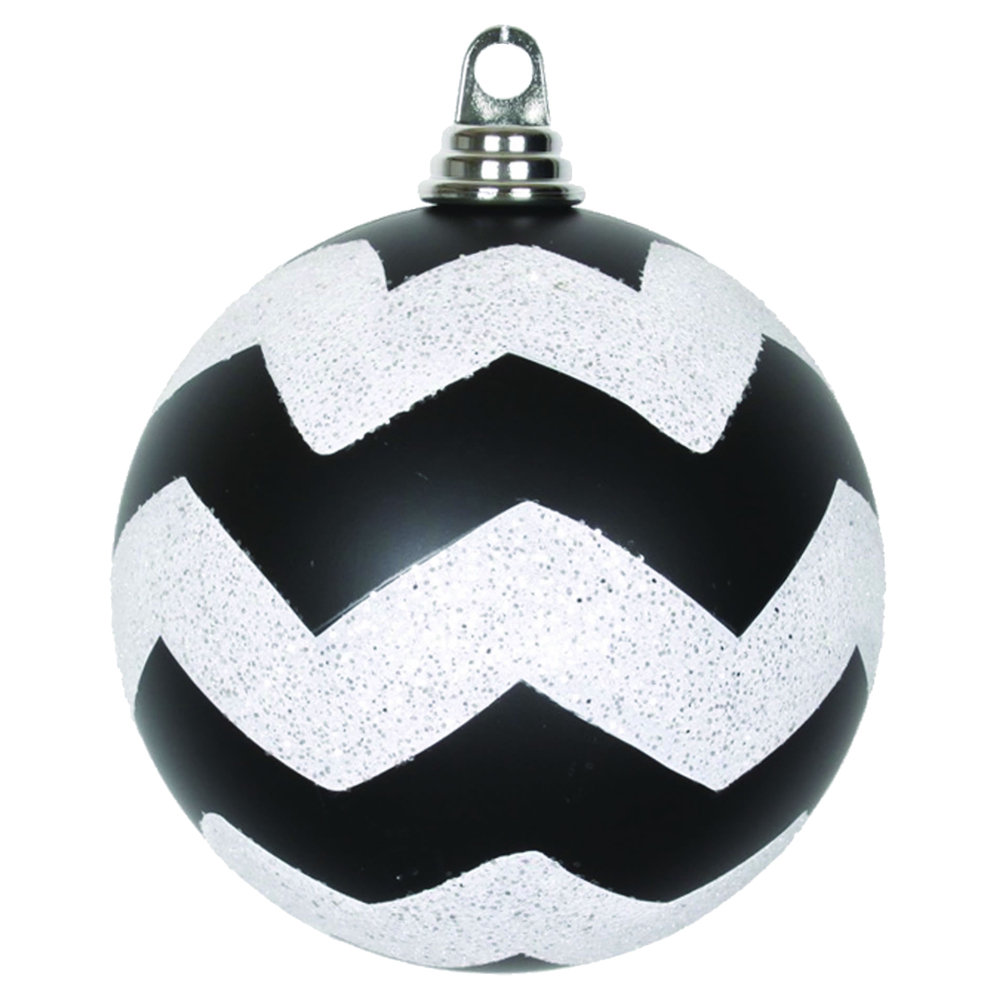Shatterproof Bauble, 6" H x 6" W x 6" D, Black Matte/White