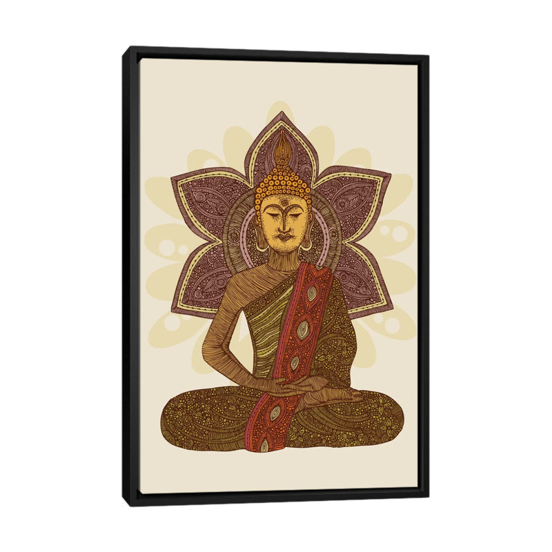 « assis bouddha », impression sur toile tendue, Cadre noir, H 48 po x l 32 po x P 1,5 po