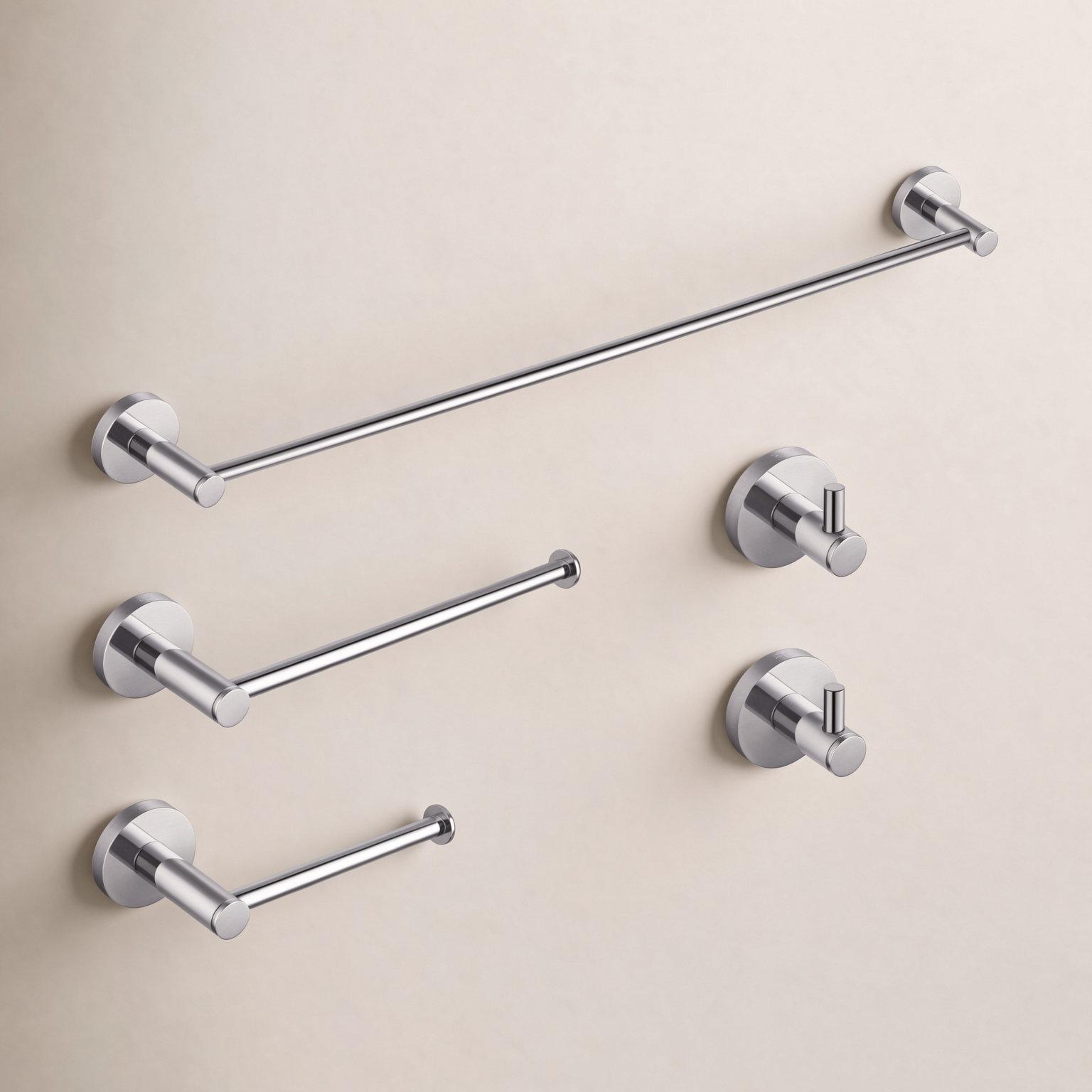 Circular 5-Piece Bathroom Hardware Set, Chrome