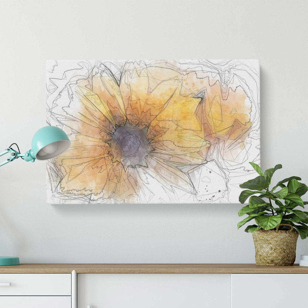 Yellow Coneflowers in Abstract - Wrapped Canvas