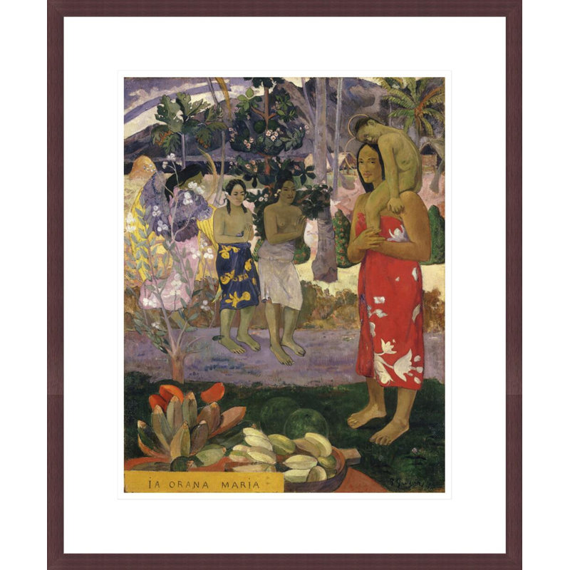 Ia Orana Maria (Hail Mary) par Paul Gauguin - reproduction d'art encadrée, H 21,29 po x l 17,75 po