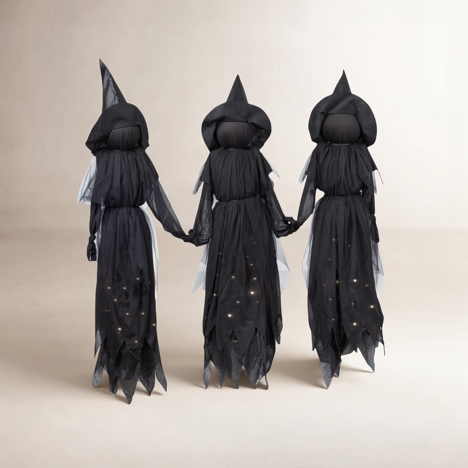 LED Lighted Witch Garden Stake, Lighted Heads and Dresses