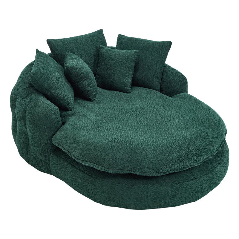Oval Upholstered Bean Bag Sofa, Emerald Chenille