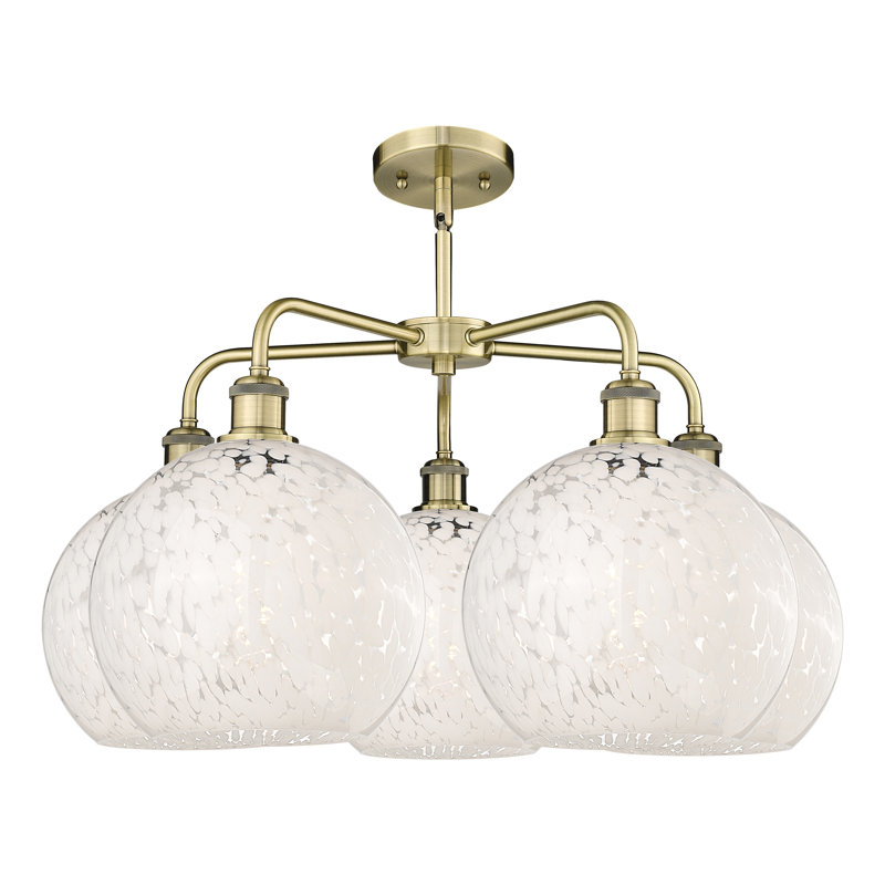 Bellagrace 5 - Light Dimmable Globe Chandelier, 17.25" H x 28" W x 28" D, Antique Brass