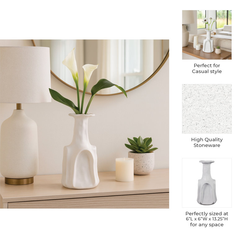Sleek White Vase for Modern Home Decor – Stylish Table Vase for Living Room, Bedroom, or Office – Perfect Decorative Vase for Fresh Flowers and Accents – White