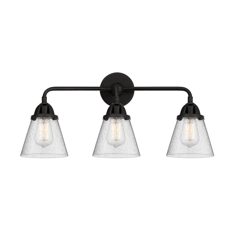 Éclairage pour meuble-lavabo de salle de bain 6 "3" 24 "Shauna 2 Cone, Incandescente, Noir mat