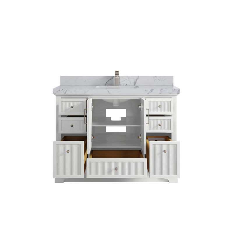Meuble-lavabo simple autoportant 48 po avec plateau en quartz Alys