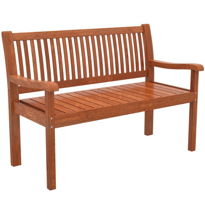 Outsunny Garden Bench 2 Seater Wooden with Ergonomic Backrest Light Brown