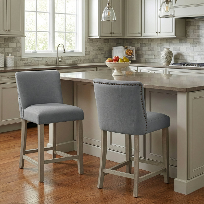 Tabouret de bar et de comptoir Carlo, Tabouret de comptoir (siège d'une hauteur de 24,8, gris