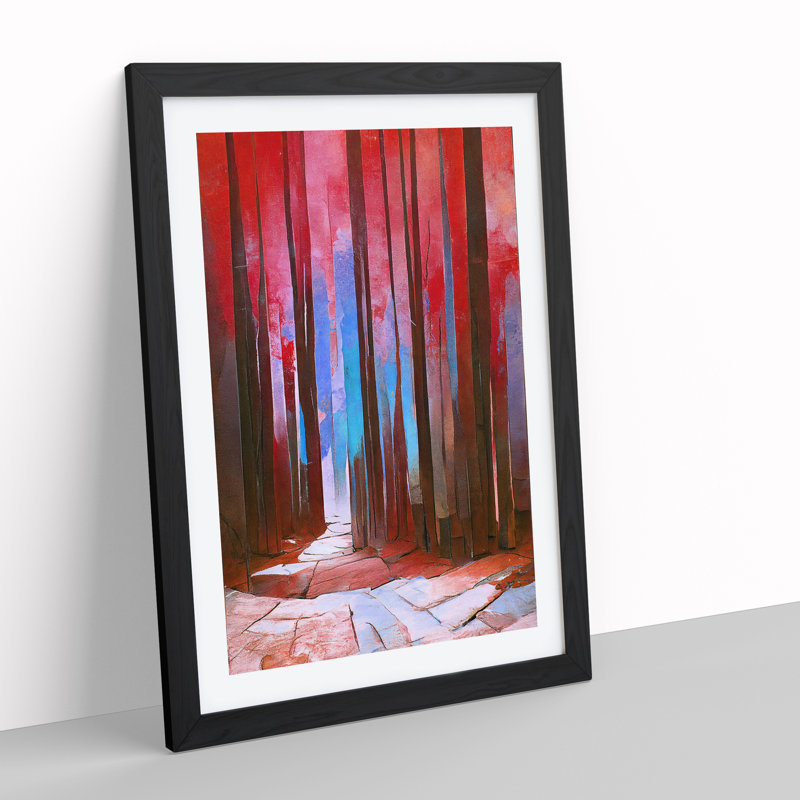 Forest In Abstract No.6 - Single Picture Frame Painting, Black, 64cm H x 46cm W x 2cm D