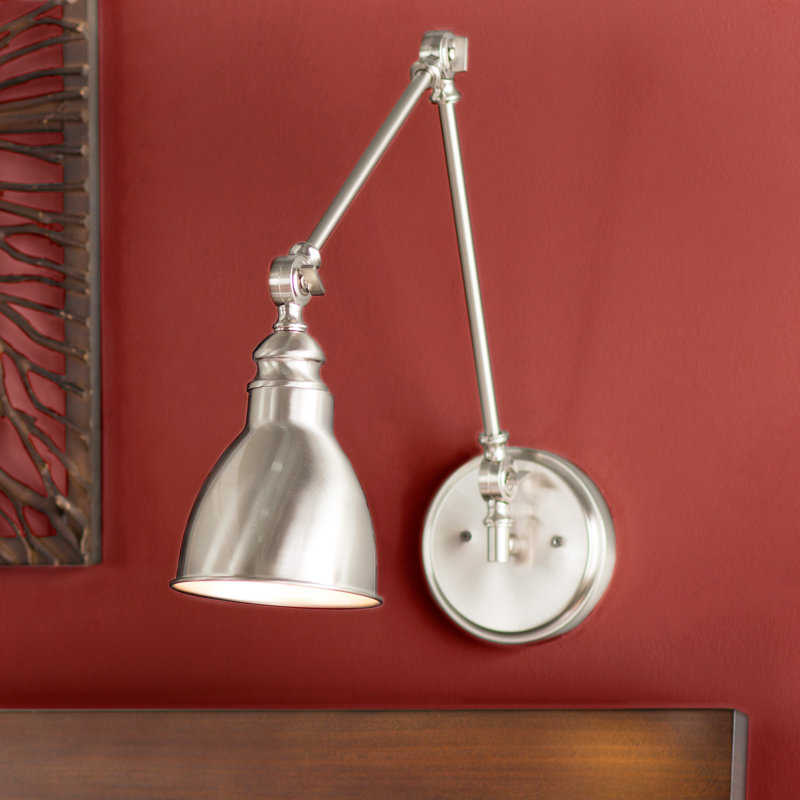 Abagail 1-Light Dimmable Wall Sconces Wall Sconce, Satin Nickel