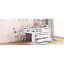 Lit mezzanine avec bureau d'écriture rétractable et 4 tiroirs, lit mezzanine en bois avec bureau portatif latéral et tablettes-383420695-383420694