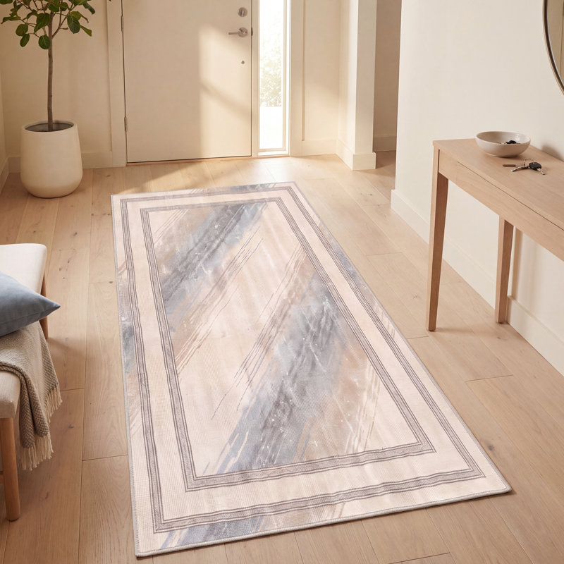 Tapis Rapids moderne à poils courts, motif aquarelle abstraite bleu-gris-beige, lavable à la machine, antidérapant, pour l'intérieur et l'extérieur, adapté aux animaux domestiques, idéal pour le salon, la chambre, la salle à manger, l'entrée, le couloir, le bureau.