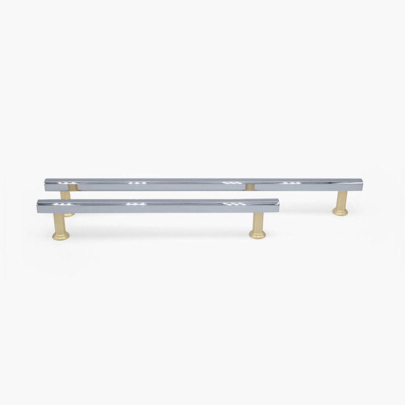 Mod Two Tone Bar / Handle Pull, 12", Unlacquered Satin Brass