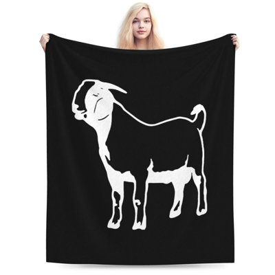 Plaid en molleton doux avec motif de chèvre Boer - Idéal pour canapé, lit et fauteuil - Décoration intérieure - Cadeau confortable pour femmes et hommes - Noir - 152 x 203 cm