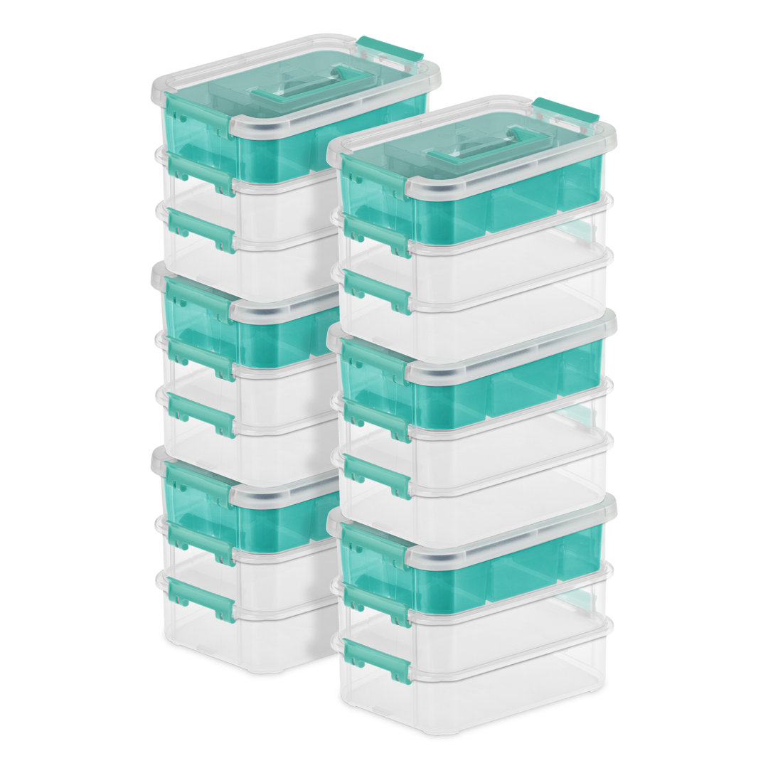 Sterilite Convenient Home 3-Tiered Stack Carry Storage Box, Clear (Set of 6) Sterilite