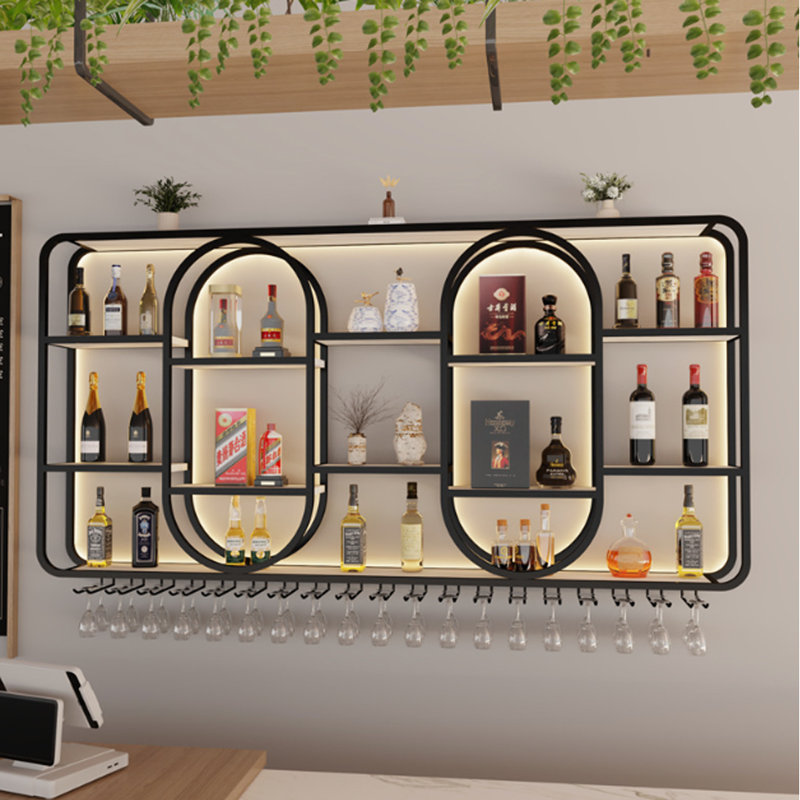 Porte-bouteilles mural Creative, H 39,3 po x l 78,7 po x P 7,8 po, Noir, noir, noir, noir