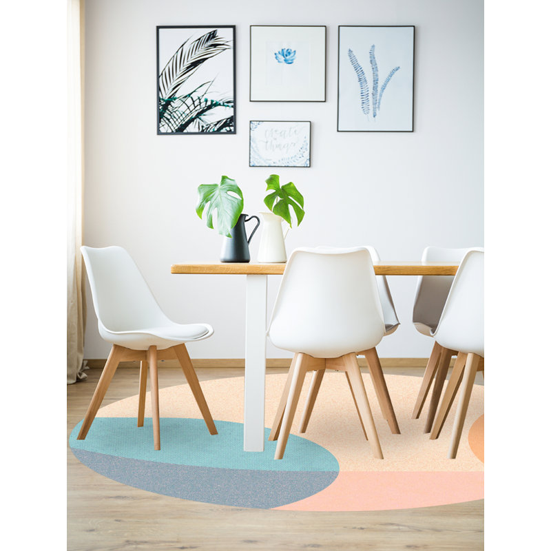 Kyperounta Vinyl Machine Printed Area Rug, Round 4'11.1"