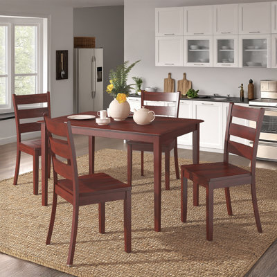 Alexa-Mae 4-Person Rubberwood Solid Wood Dining Set