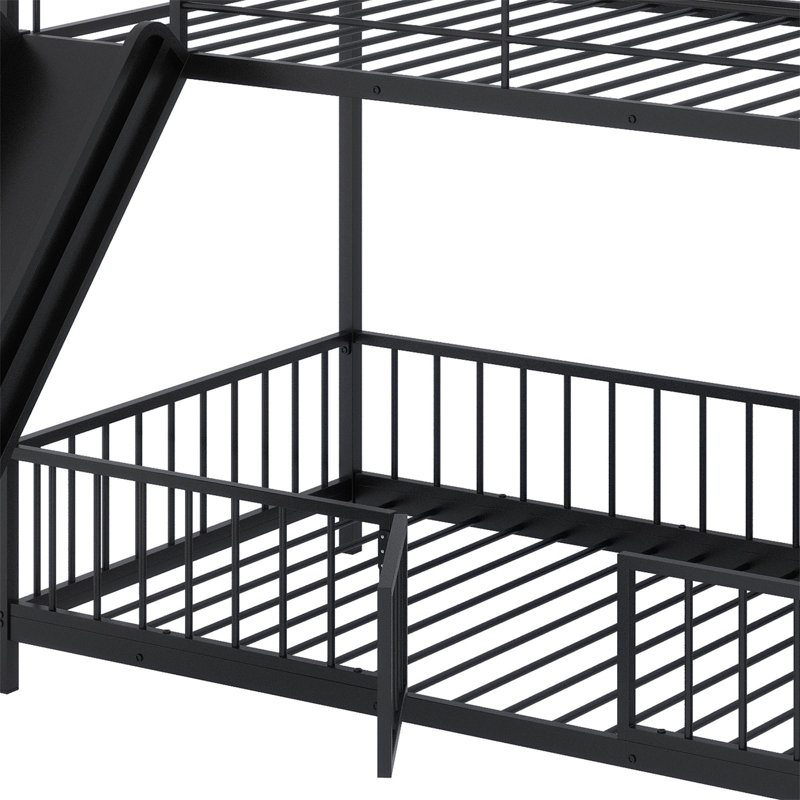 Convertible Bunk Bed With Slide, Twin Over Twin, Black