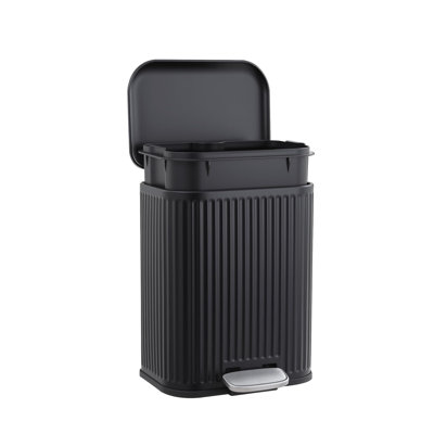 Stainless Steel Step Garbage Can with Soft-Close Lid and Removable Inner Bucket for Living Room, Kitchen and Bathroom